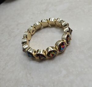 Betsey Johnson Gold and Red Skull Charm Bracelet